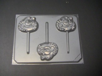201sp Orange Cat Face Chocolate or Hard Candy Lollipop Mold